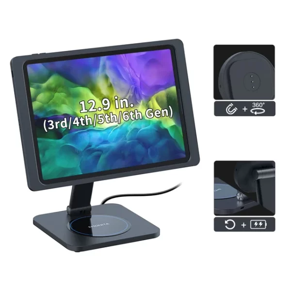 Ad6430d4188d342dc98b18f92b5dbedeeM.jpg_640x640.jpg_.webp EMONITA Magnetic Stand: Wireless Charger for iPad & Phone – Clutter-Free Desk | 45W Fast Charging | Foldable L-Shape | 360° Rotation & 90° Tilt