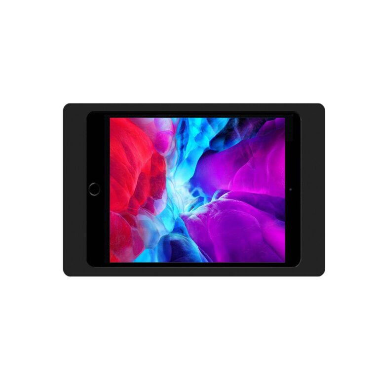 iPad wall mount guide showing a clean wall install with hidden cables
