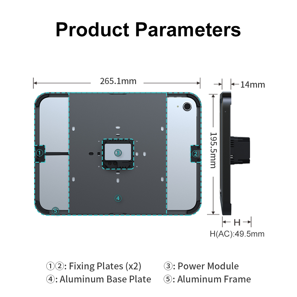 anti-theft iPad wall mount EMONITA EM-PW1111 with built-in charging