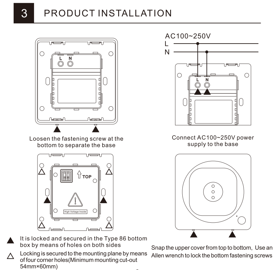 Tablet wall charging mount: EM-PW5025 Instructions, appearance, and installation of 86*86mm junction box
